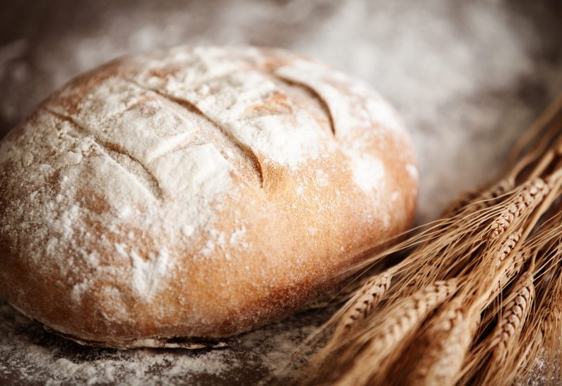 Irish soda bread & dry wheat stalks.